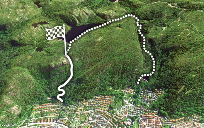 Kart Bergen Norge - Gå opp Stoltzen og gå ned igjen Skredderdalen