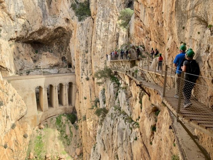 Malaga Spain - On our way at the Caminito Del Rey trail at the steepest part